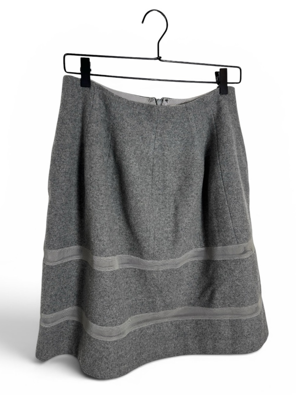 Madewell Turnout Structured Mesh Wool Gray A-Line Skirt
